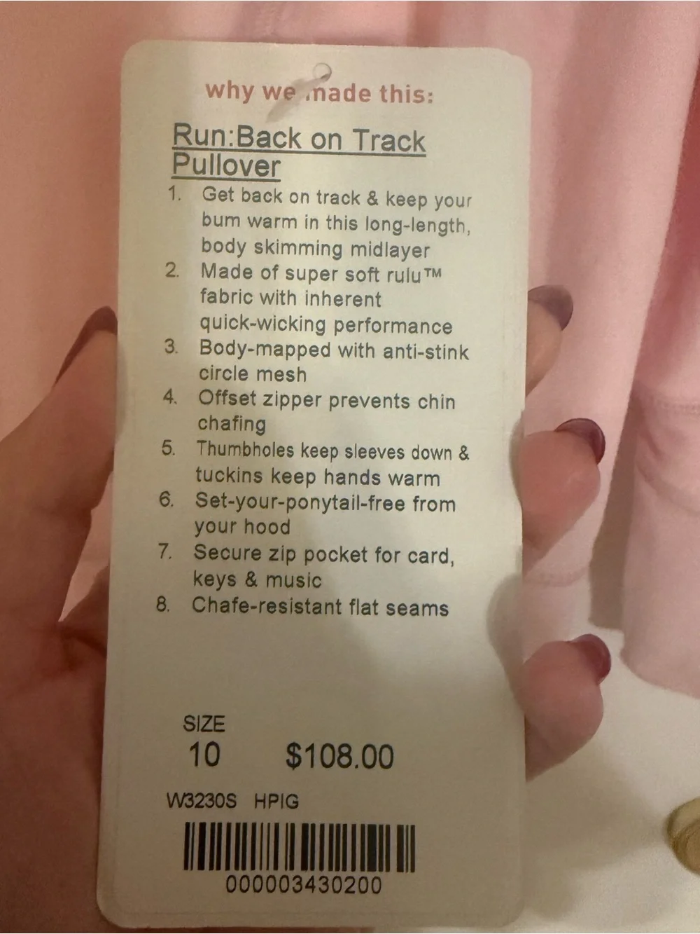 lululemon athletica Pale Pink Long Sleeve Performance Top